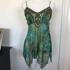 Brand New Venus Sz Small Green & Blue Cami Top